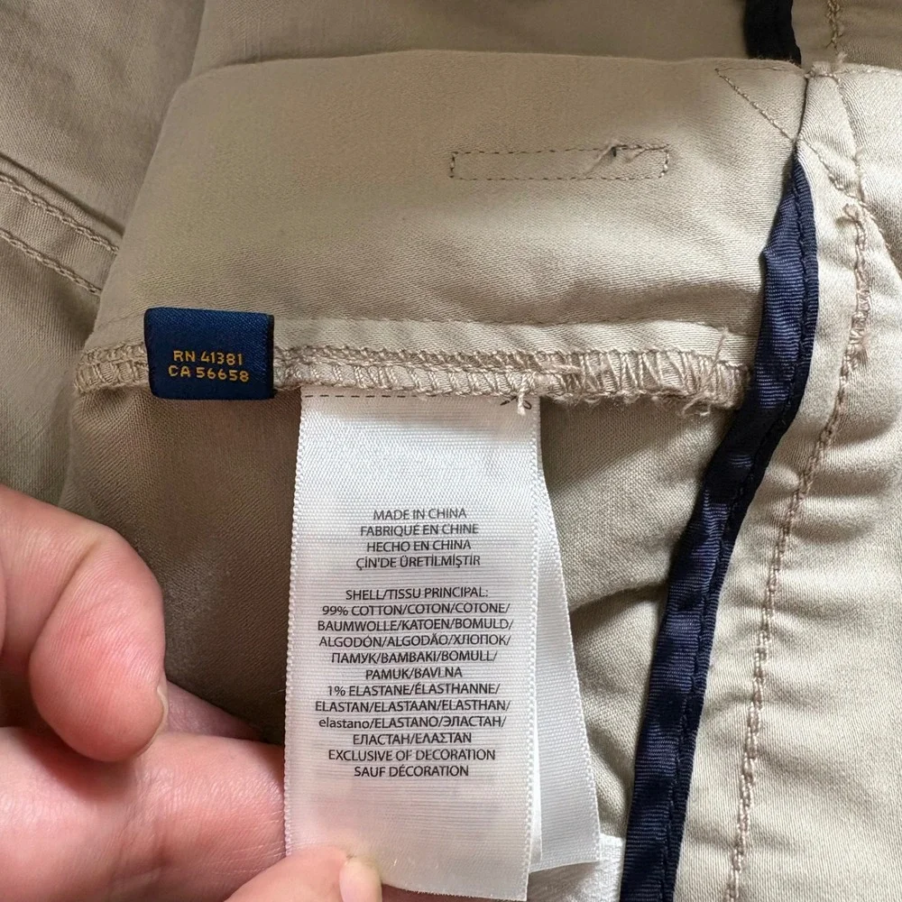 Polo Ralph Lauren Mens 34x32 Tan Five‎ Pocket Stretch Chino Pants Beige Straight